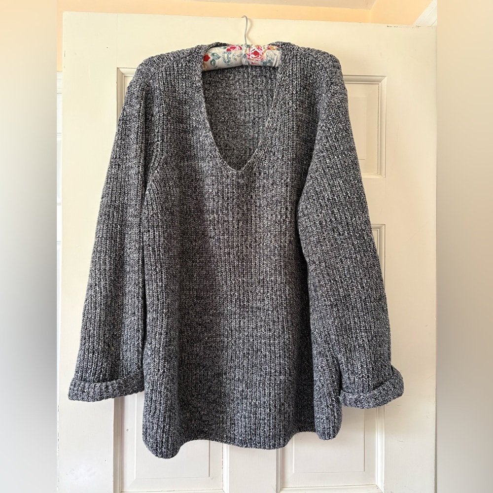 Coldwater Creek Cozy V-Neck Women's Sweater in black and grey.